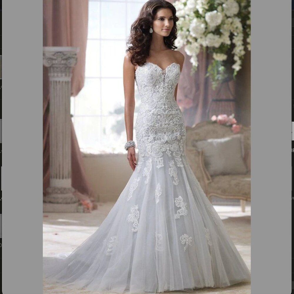 David Tutera For Mon Cheri Beryl 114293 in Ivory / Pink Size 14